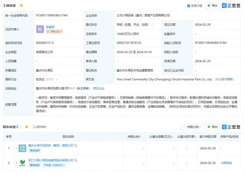 小商品城攜手重慶成立數智產業園，注冊資本1億賦能數據處理與存儲服務